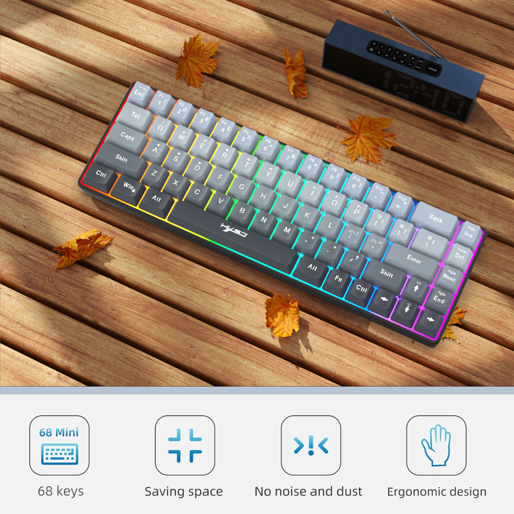 68-key tri-mode wireless Bluetooth membrane gaming keyboard with conflict-free 25 keys, suitable for desktops and laptops, ideal for gamers.